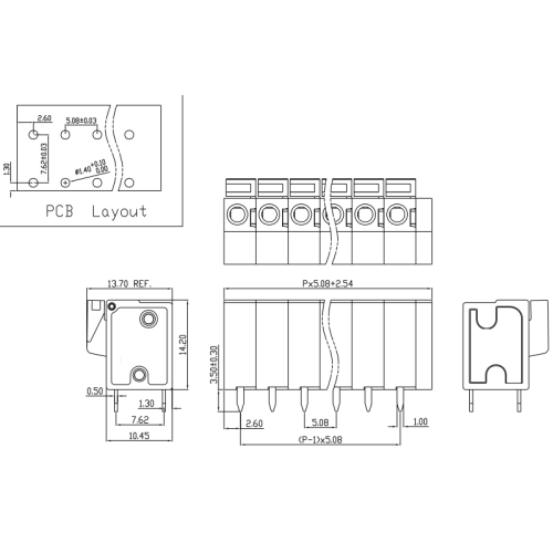 5.08mmピッチスプリングタイプPCB端子ブロック直角コネクタ